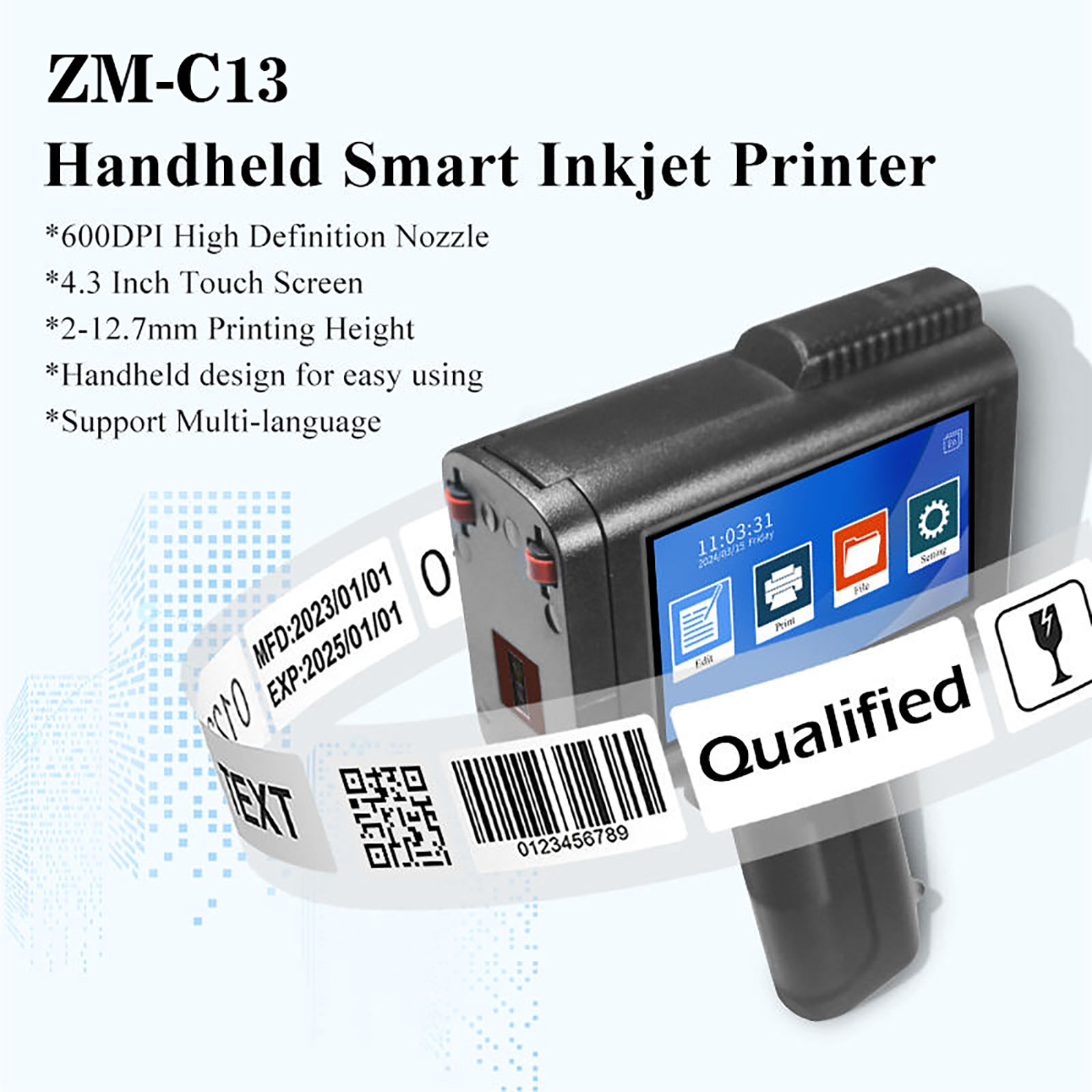 طابعة نفث الحبر المحمولة ZM-C1 - مراجعة Barcode Printer وسعره
